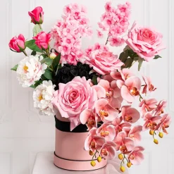 Phalaenopsis Orchid 3D Real Touch x9 Head Dusty Pink (98cmH)