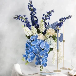 Phalaenopsis Orchid 3D Real Look 9 Flowers Blue (100cmH)