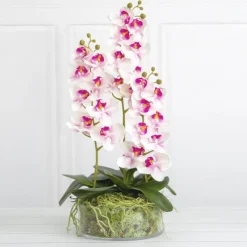 Phalaenopsis Orchid Real Touch 8 Flowers Pink (97cmH)