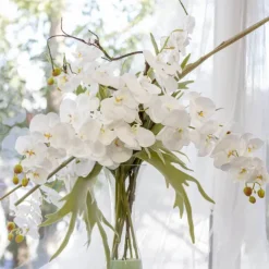 Phalaenopsis Orchid Real Touch 11 flowers White (126cmH)