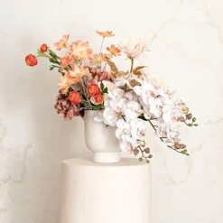 Phalaenopsis Orchid Real Look 8 Flowers White Grey (78cmH)