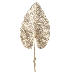 Philo Vein Leaf Stem Metallic Gold (65cmH)