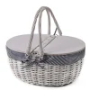 Picnic Basket w Cheese Board Lid White (45x33x21cmH)