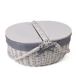 Picnic Basket w Cheese Board Lid White (45x33x21cmH)