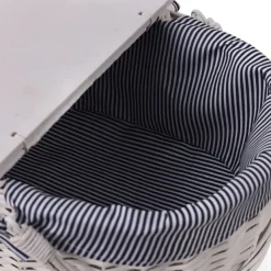 Picnic Basket w Cheese Board Lid White (45x33x21cmH)