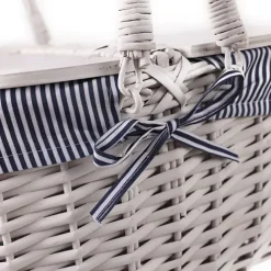 Picnic Basket w Cheese Board Lid White (45x33x21cmH)