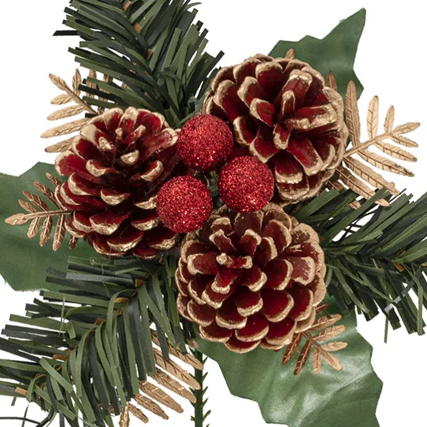 Pinecone Christmas Pick Pack 4 Red (17.5cmH)
