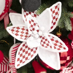 Poinsettia Diamond Pattern Pick Red & White (30cmDx30cmH)