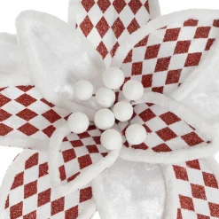 Poinsettia Diamond Pattern Pick Red & White (30cmDx30cmH)