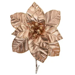 Poinsettia Flower Head Clips Pack 3 Rose Gold (30cmDx12cmH)