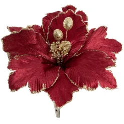 Poinsettia w Clip Pack 3 Burgundy (24cmDx10cmH)