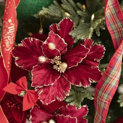 Poinsettia w Clip Pack 3 Burgundy (24cmDx10cmH)