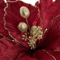 Poinsettia w Clip Pack 3 Burgundy (24cmDx10cmH)
