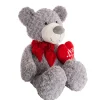 Polar Bear Winston w Bow & Plush Heart Grey (HT90//62cmST)