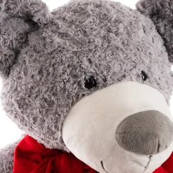 Polar Bear Winston w Bow & Plush Heart Grey (HT90//62cmST)