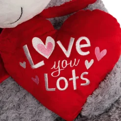 Polar Bear Winston w Bow & Plush Heart Grey (HT90//62cmST)