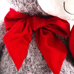 Polar Bear Winston w Bow & Plush Heart Grey (HT90//62cmST)