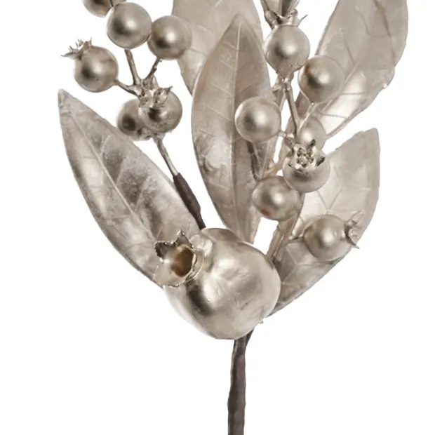 Pomegranate Berry Leaf Pick Champagne (30cmH)