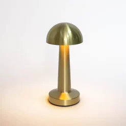 Portable Cordless LED Mushroom Table Lamp Gold (21.5cmH)