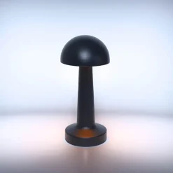 Portable Cordless LED Mushroom Table Lamp Black (21.5cmH)