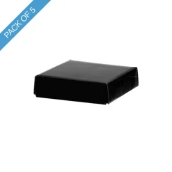 Posy Box Lid Mini Gloss Black Pack 5 (14x14x3.5cmH)
