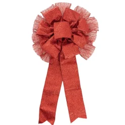 Pre-Made Bow Christmas Ribbon PomPom Red (26Wx46Lcm)