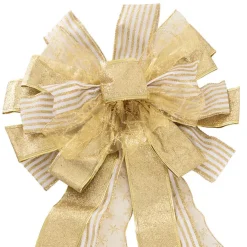 Pre-Made Bow Christmas Ribbon PomPom Gold (38Wx75Lcm)