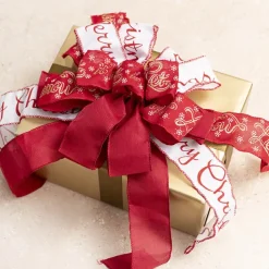 Pre-Made Bow Christmas Ribbon Large Red & White (35Wx40Lcm)