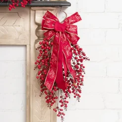 Pre-Made Bow Christmas Velvet Ribbon Large Red (27Wx40Lcm)