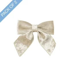 Pre-Made Bow Crushed Velvet Medium Pk2 Champers (14Wx19cm)