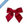 Pre-Made Bow Crushed Velvet Medium Pk2 Berry Red (14Wx19cm)