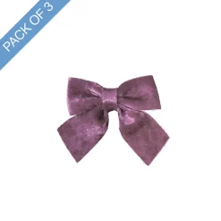 Pre-Made Bow Crushed Velvet Small Pack 3 Plum (9x12cm)