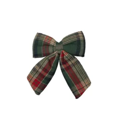 Pre-Made Bow Fabric Tartan Plaid Green (14Wx18cm)