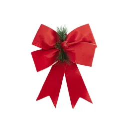 Pre-Made Bow Fabric Top Christmas Berries Red (24x30cm)