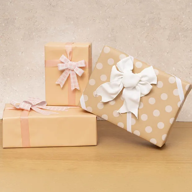 Pre-Made Bow Fabric Top Checkers Just Peachy Pack 3 (9x12cm)