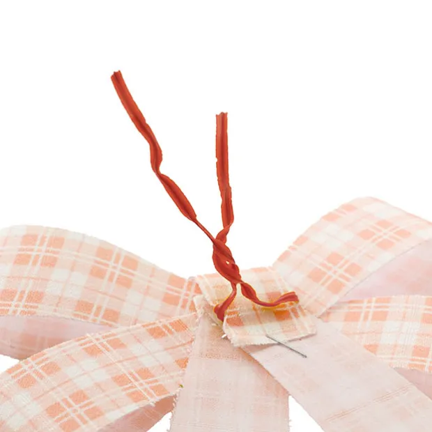 Pre-Made Bow Fabric Top Checkers Just Peachy Pack 3 (9x12cm)