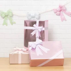 Pre-Made Bow Fabric Top Checkers Oh Lilac Pack 2 (14x19cm)