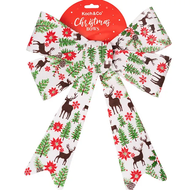 Pre-Made Bow Fabric Top Christmas White (28*37cm)