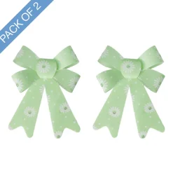 Pre-Made Bow Fabric Top Daisy Delight Green Pack 2 (14x19cm)
