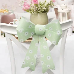 Pre-Made Bow Fabric Top Daisy Delight Green (28*37cm)