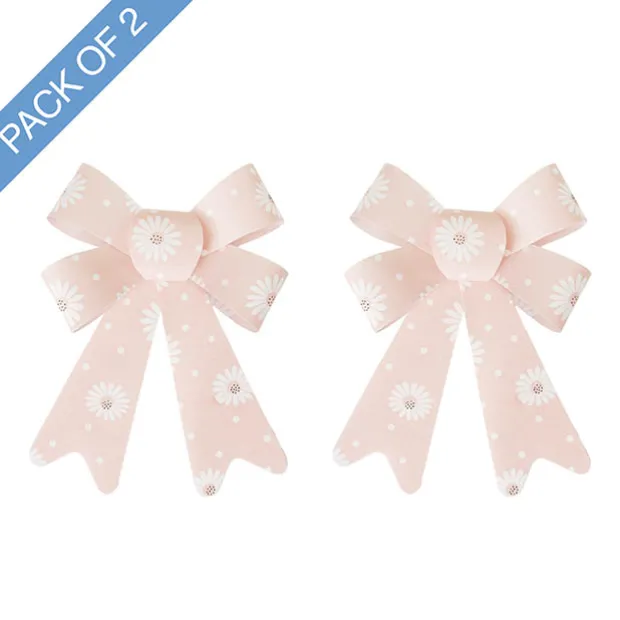 Pre-Made Bow Fabric Top Daisy Delight Blush Pack 2 (14x19cm)