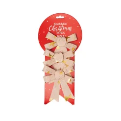 Pre-Made Bow Fabric Top Stars Pack 3 Natural Gold (9*12cm)