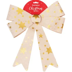 Pre-Made Bow Fabric Top Stars Natural Gold (28*37cm)
