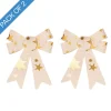 Pre-Made Bow Fabric Top Stars Pack 2 Natural Gold (14*19cm)