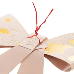 Pre-Made Bow Fabric Top Stars Pack 2 Natural Gold (14*19cm)