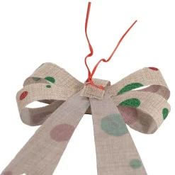 Pre-Made Bow Fabric Top Xmas Spots Pack 3 Natural (9*12cm)