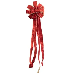 Pre-Made Bow Luxury Tree Topper Velvet Red (33Wx113Lcm)