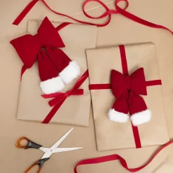 Pre-Made Bow Plush Velvet Christmas Trim Red (10Wx15cm)