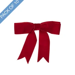 Pre-Made Bow Premium Plush Velvet Pack 10 Red (15Wx15cm)
