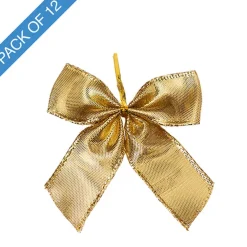Pre-Made Bow Ribbon Mini Pack 12 Gold (6.5*6.5cm)